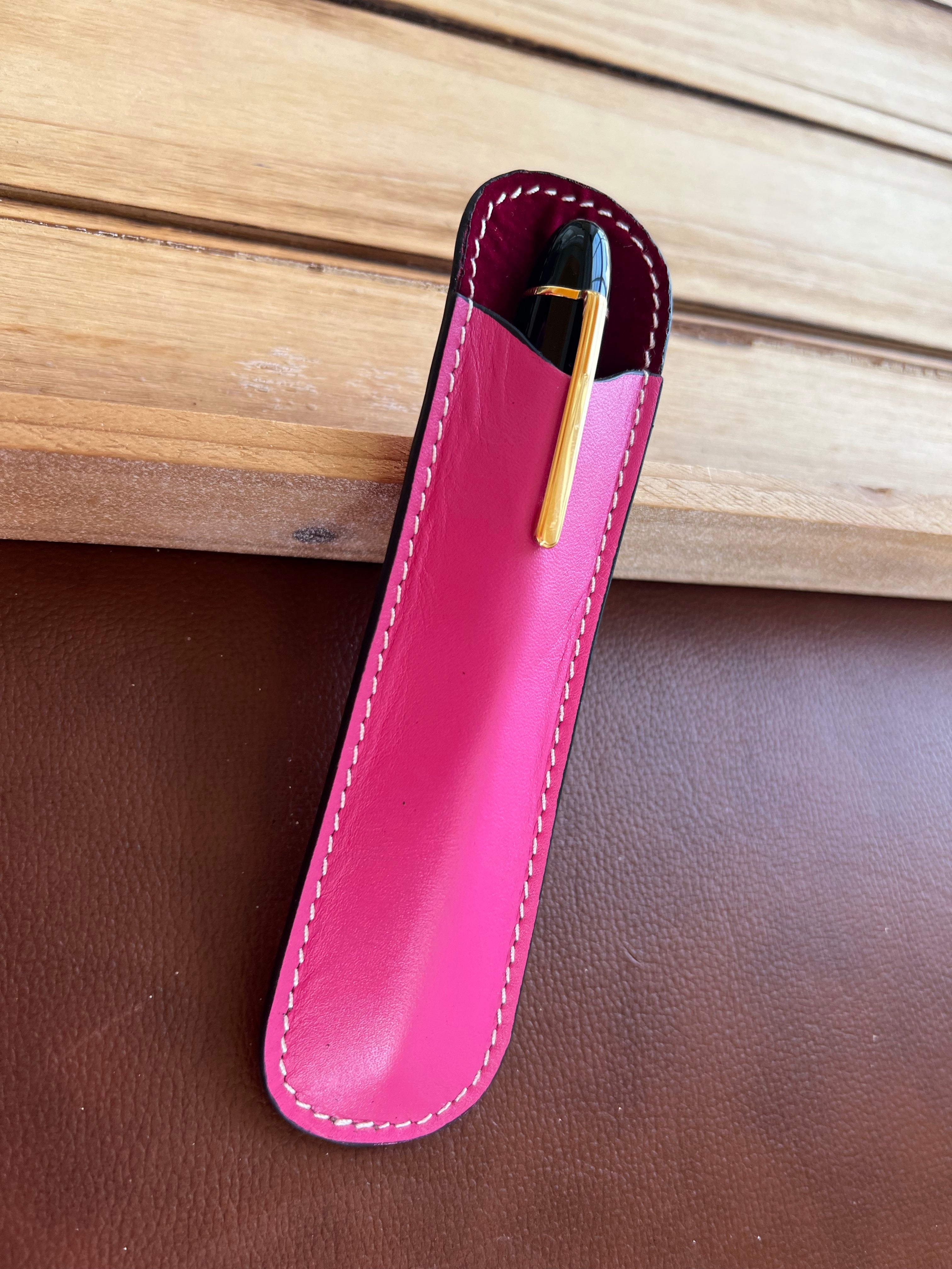 Pen Boutique Yak Leather Single Pen Sleeve - Pink - Pen Boutique Ltd