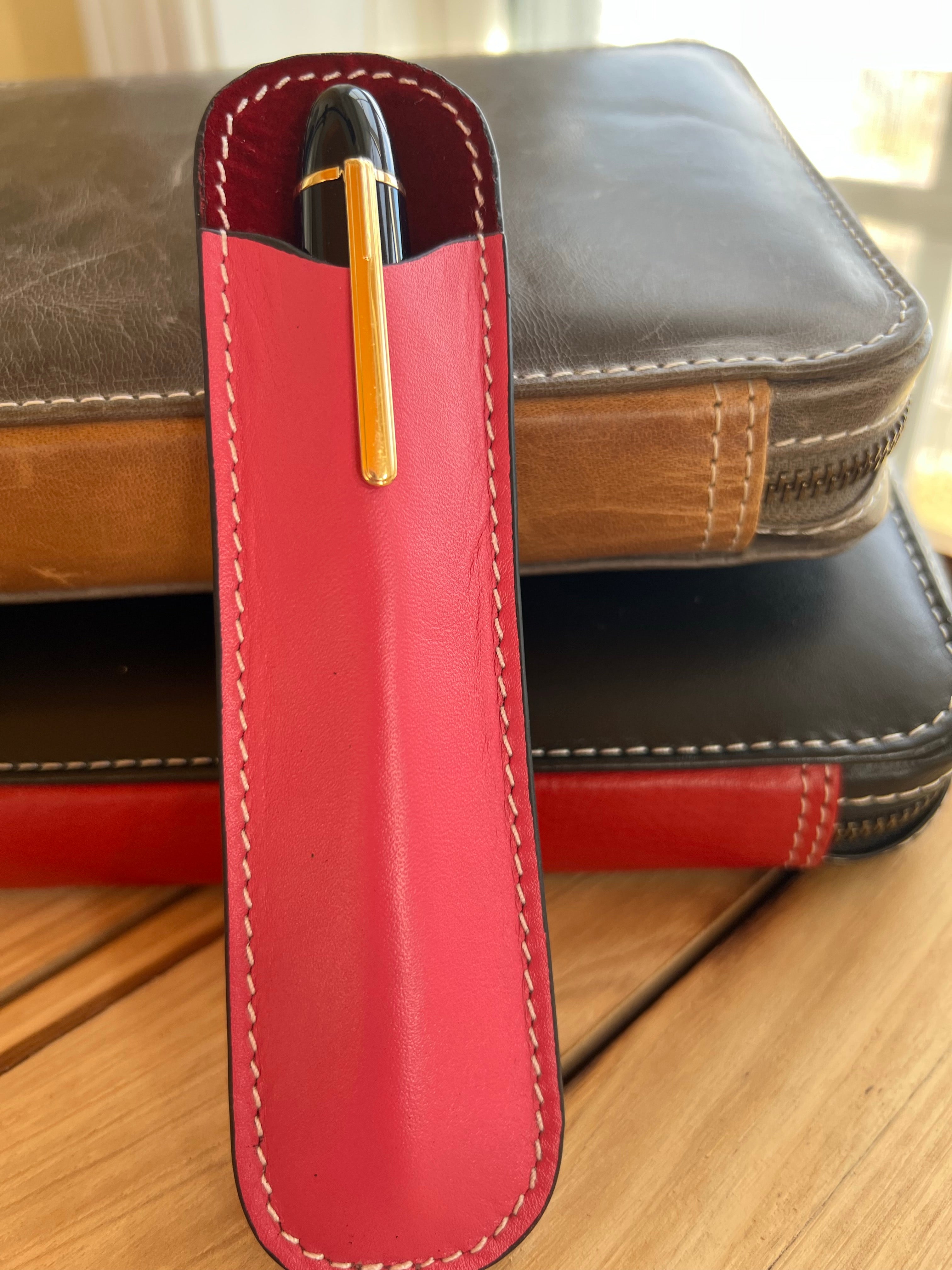 Pen Boutique Yak Leather Single Pen Sleeve - Pink - Pen Boutique Ltd