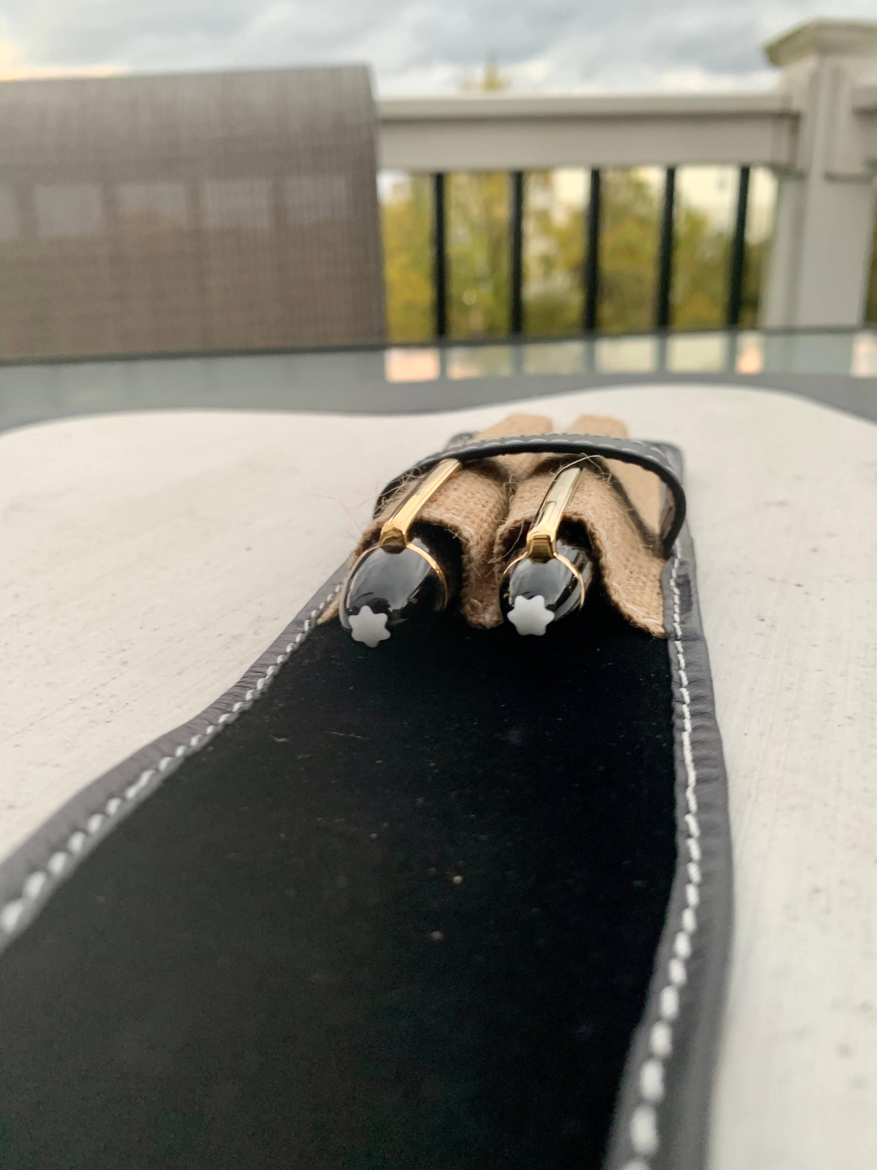 Pen Boutique Yak Leather 2 Pen Jute Cover - Black - Pen Boutique Ltd