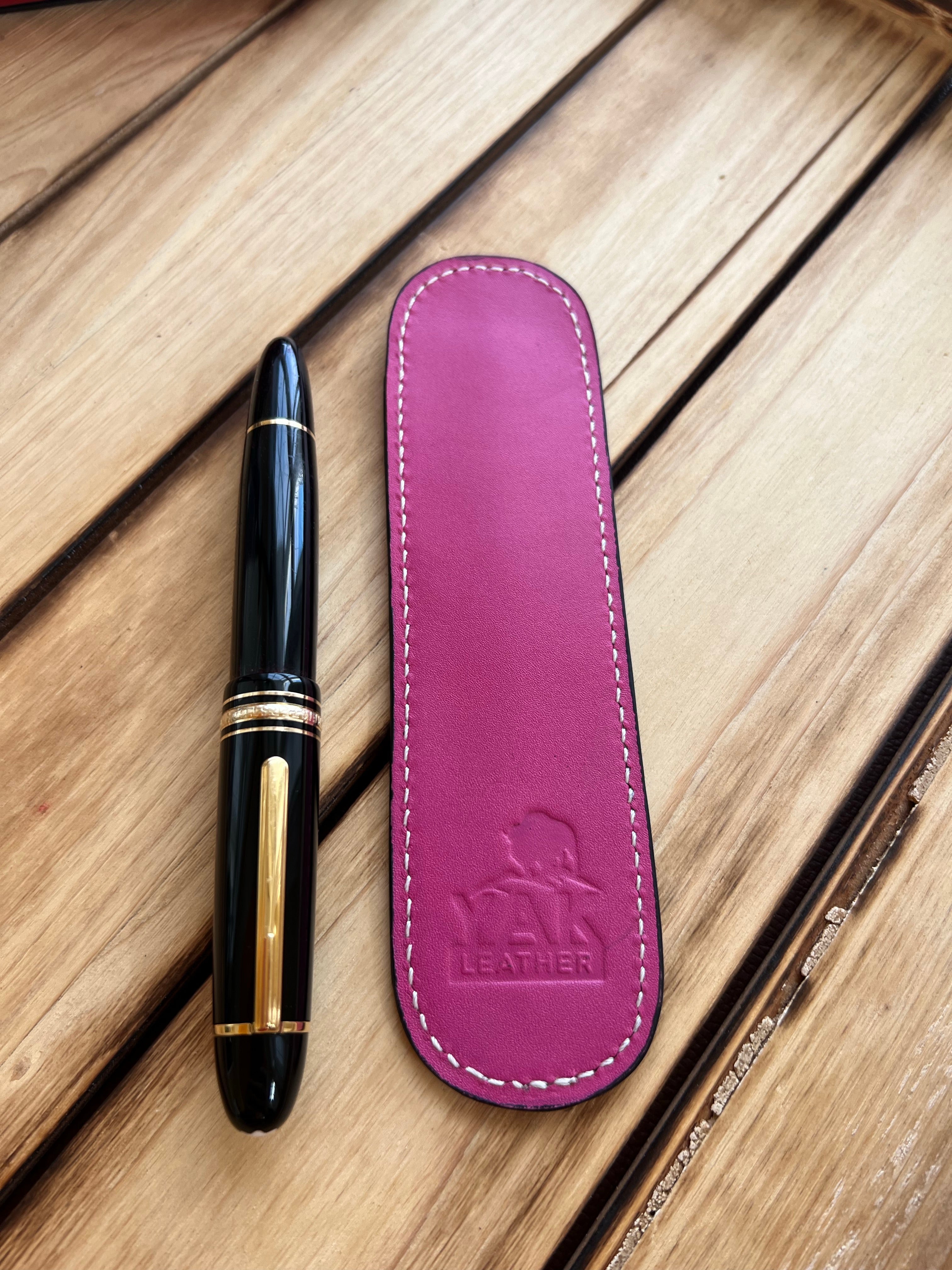 Pen Boutique Yak Leather Single Pen Sleeve - Pink - Pen Boutique Ltd