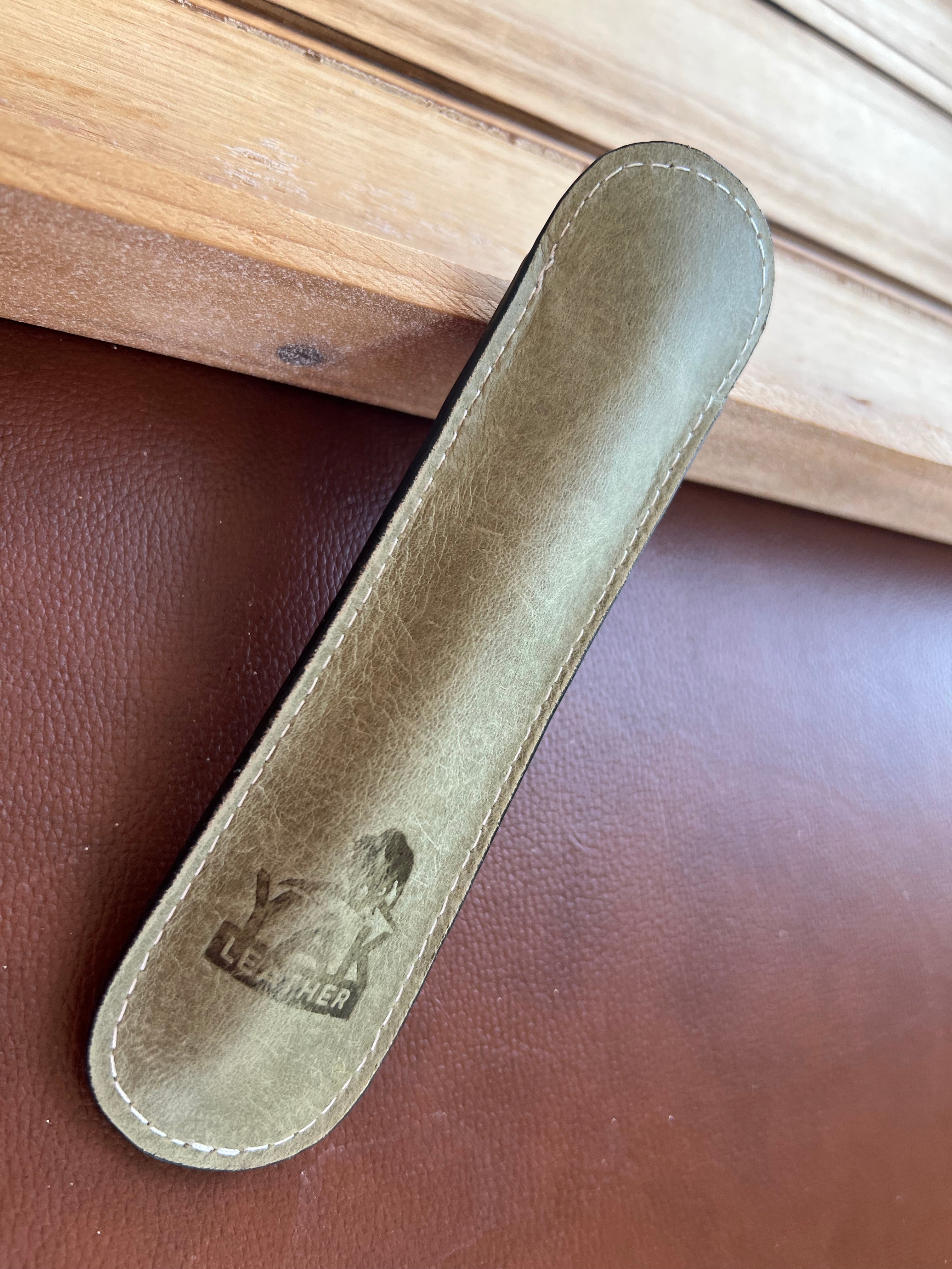Pen Boutique Yak Leather Single Pen Sleeve - Olive/Black - Pen Boutique Ltd