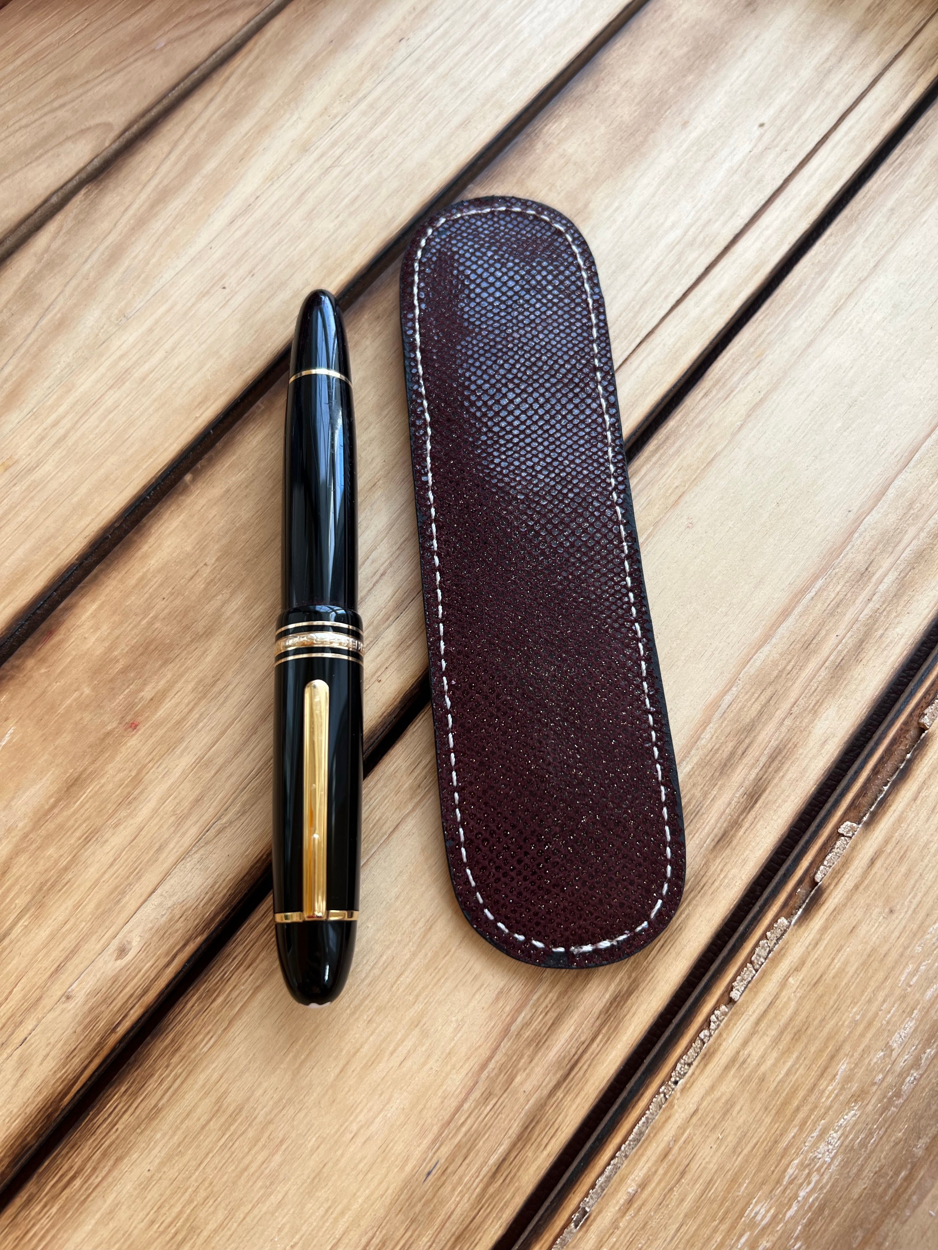 Pen Boutique Yak Leather Single Pen Sleeve - Brown Glitter - Pen Boutique Ltd