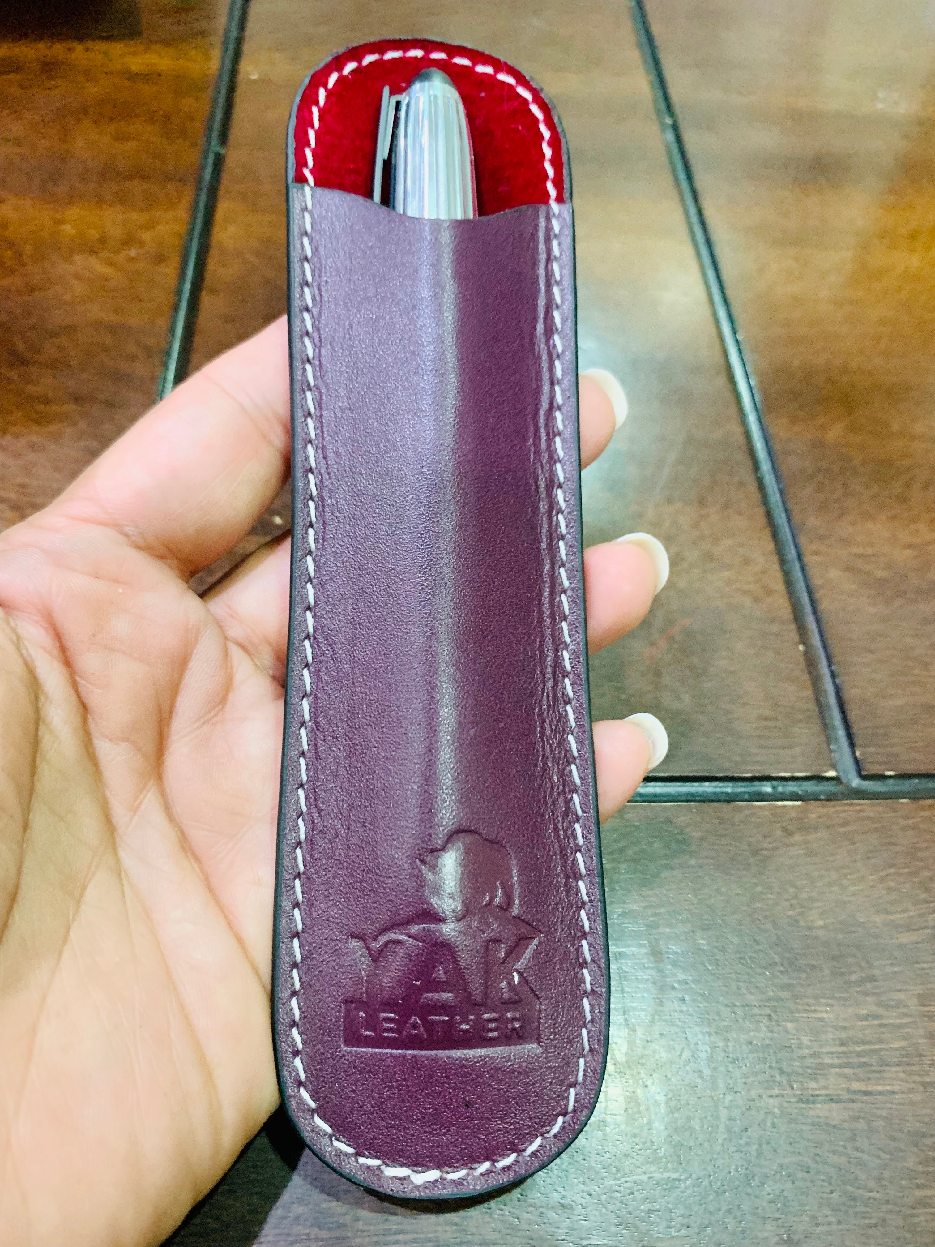 Pen Boutique Yak Leather Single Pen Sleeve - Purple - Pen Boutique Ltd