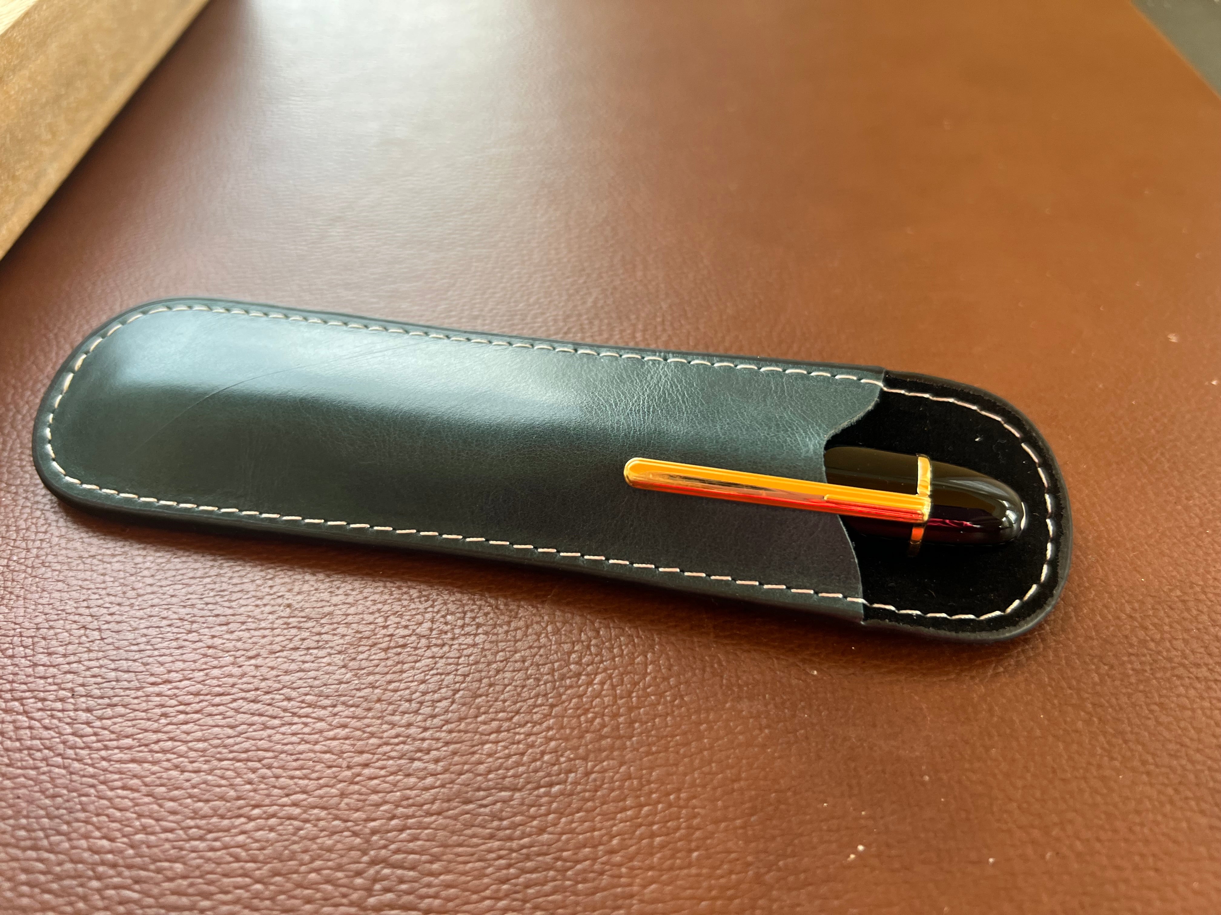 Pen Boutique Yak Leather Single Pen Sleeve - Dark Teal - Pen Boutique Ltd
