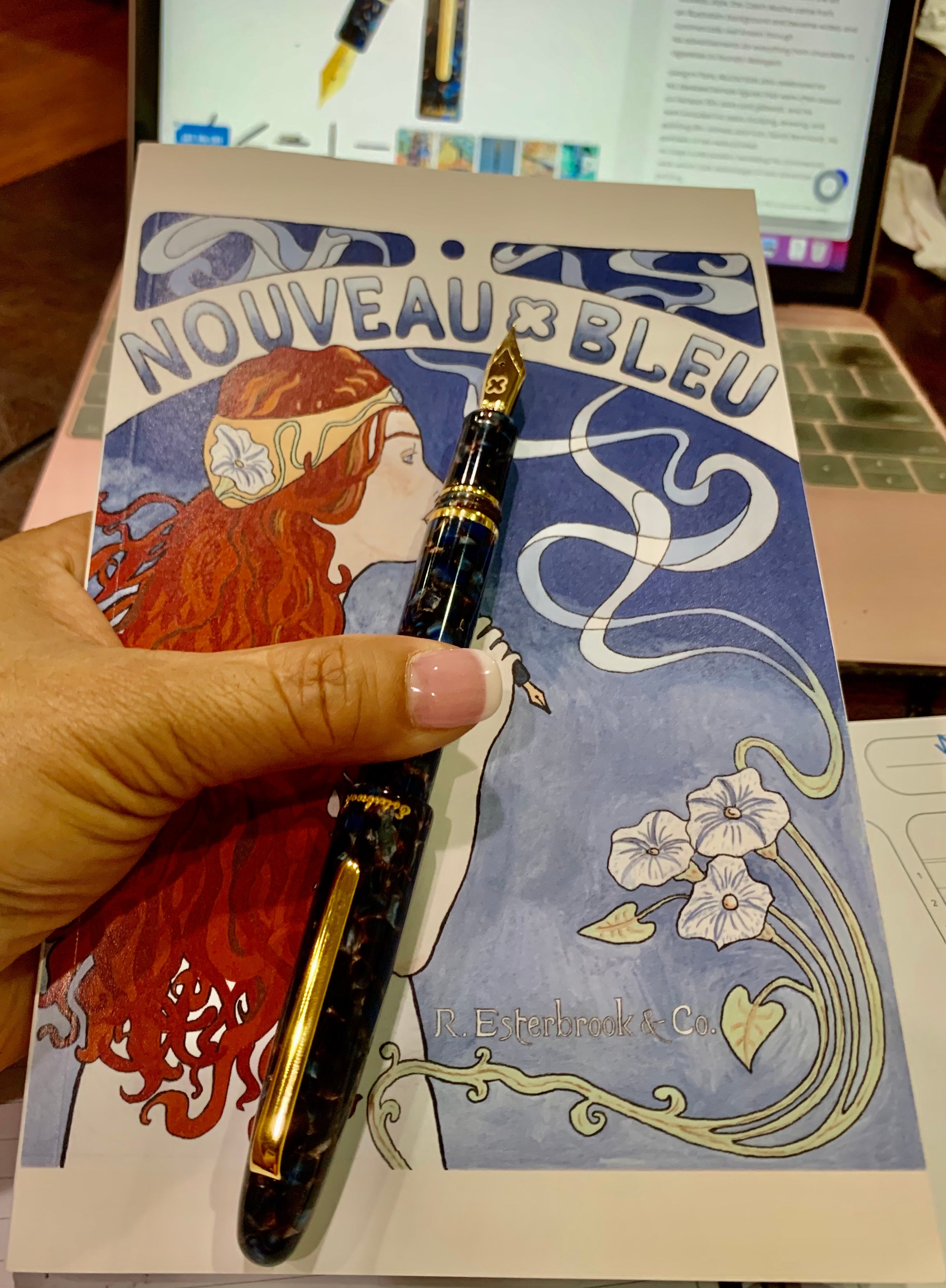 Esterbrook Estie Rollerball Pen - Nouveau Bleu - Gold Trim - Pen Boutique Ltd