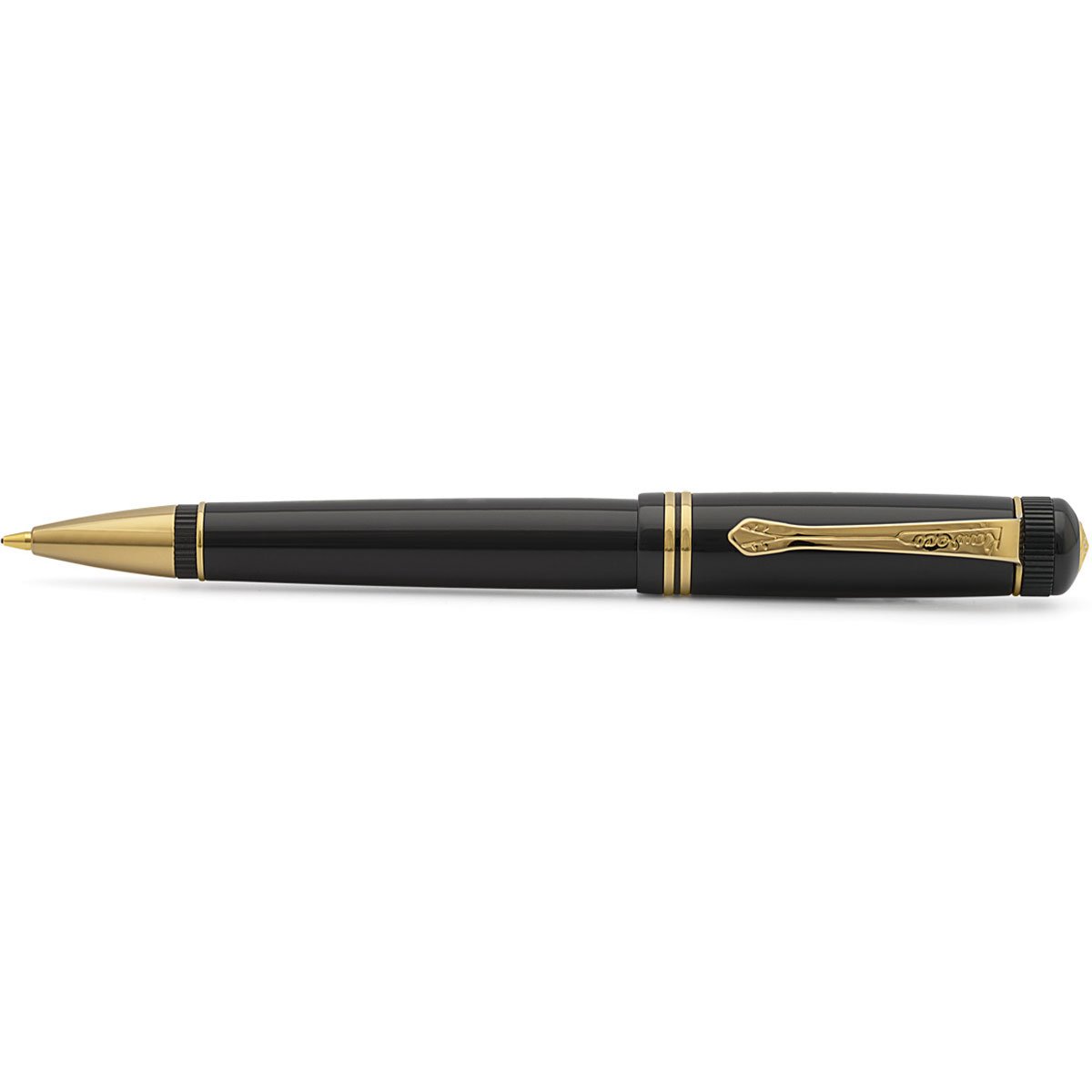 Kaweco Dia2 Ballpoint Pen - Gold Trim - Black-Pen Boutique Ltd