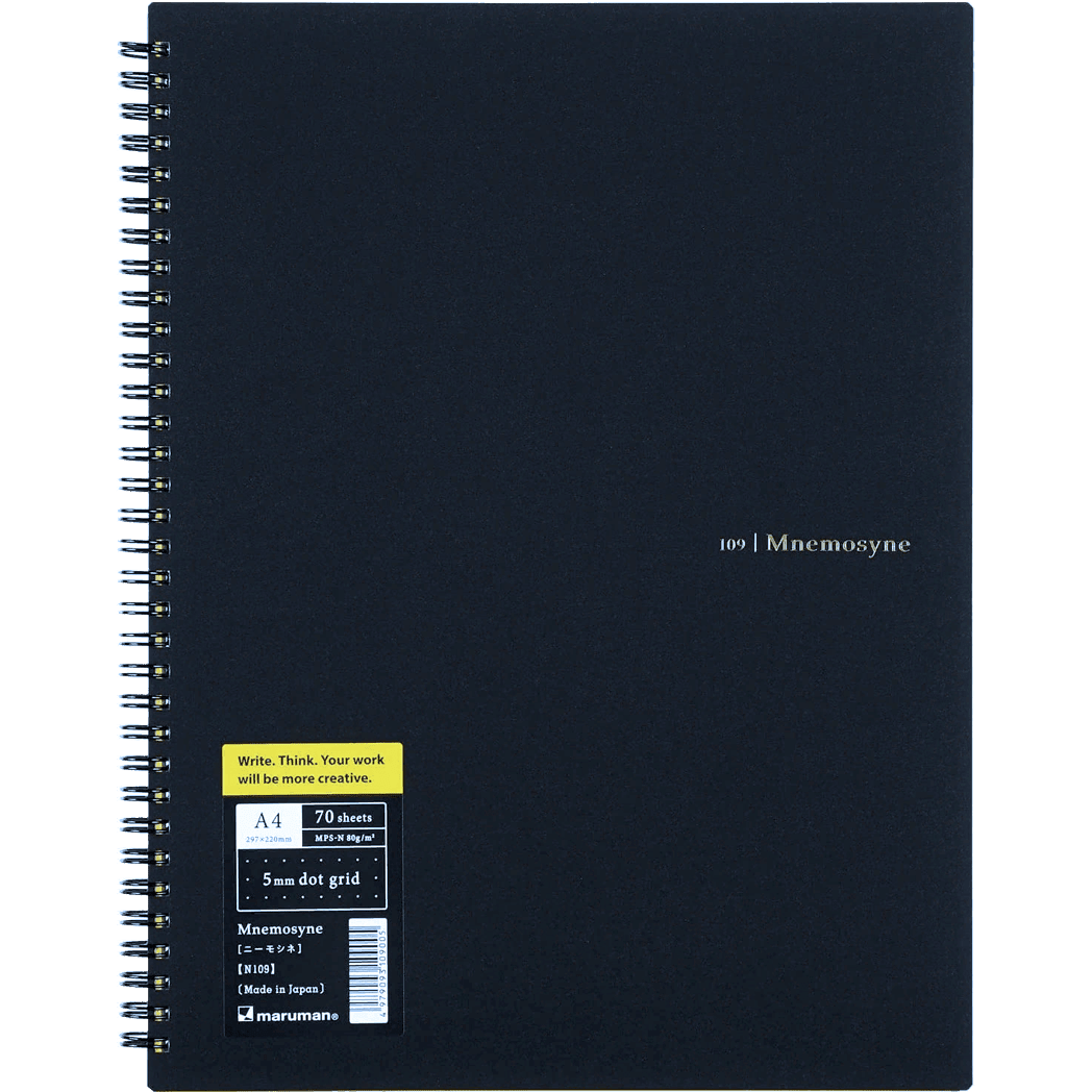 Maruman Mnemosyne Notebooks - Black - Dot - A4 - Pen Boutique Ltd