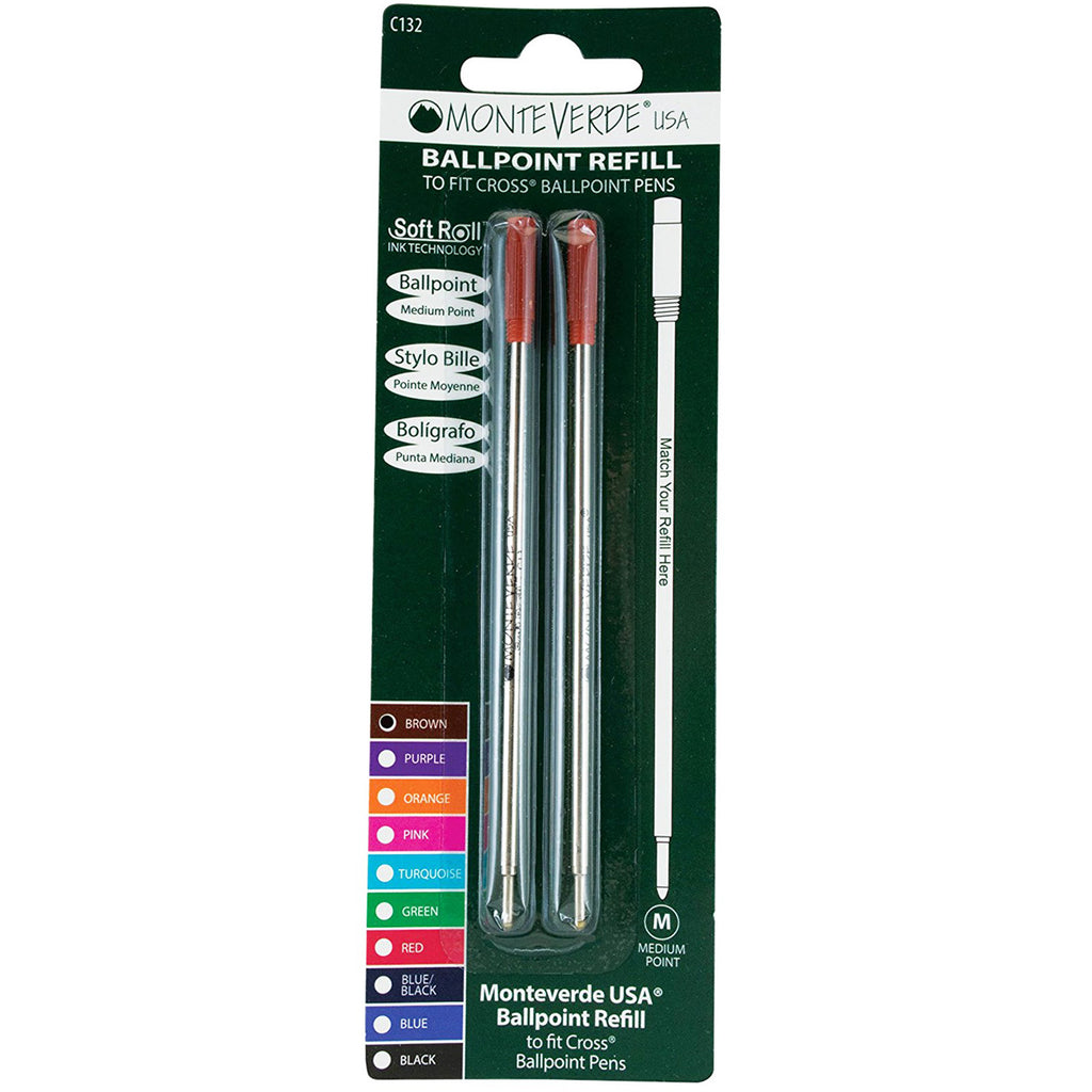 Monteverde Ballpoint refill to fit Cross pen - Brown Medium 2 per pack-Pen Boutique Ltd