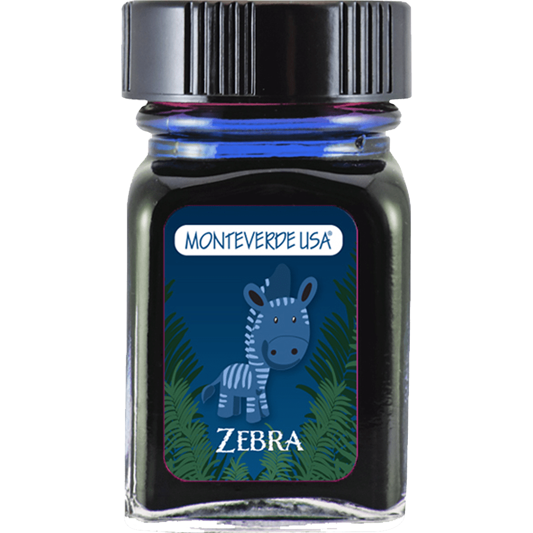 Monteverde Ink Bottle - Jungle Zebra (Blue) - 30 ml - Pen Boutique Ltd