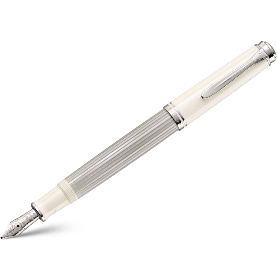 Pelikan Souveran Fountain Pen - M405 Silver - White - Pen Boutique Ltd