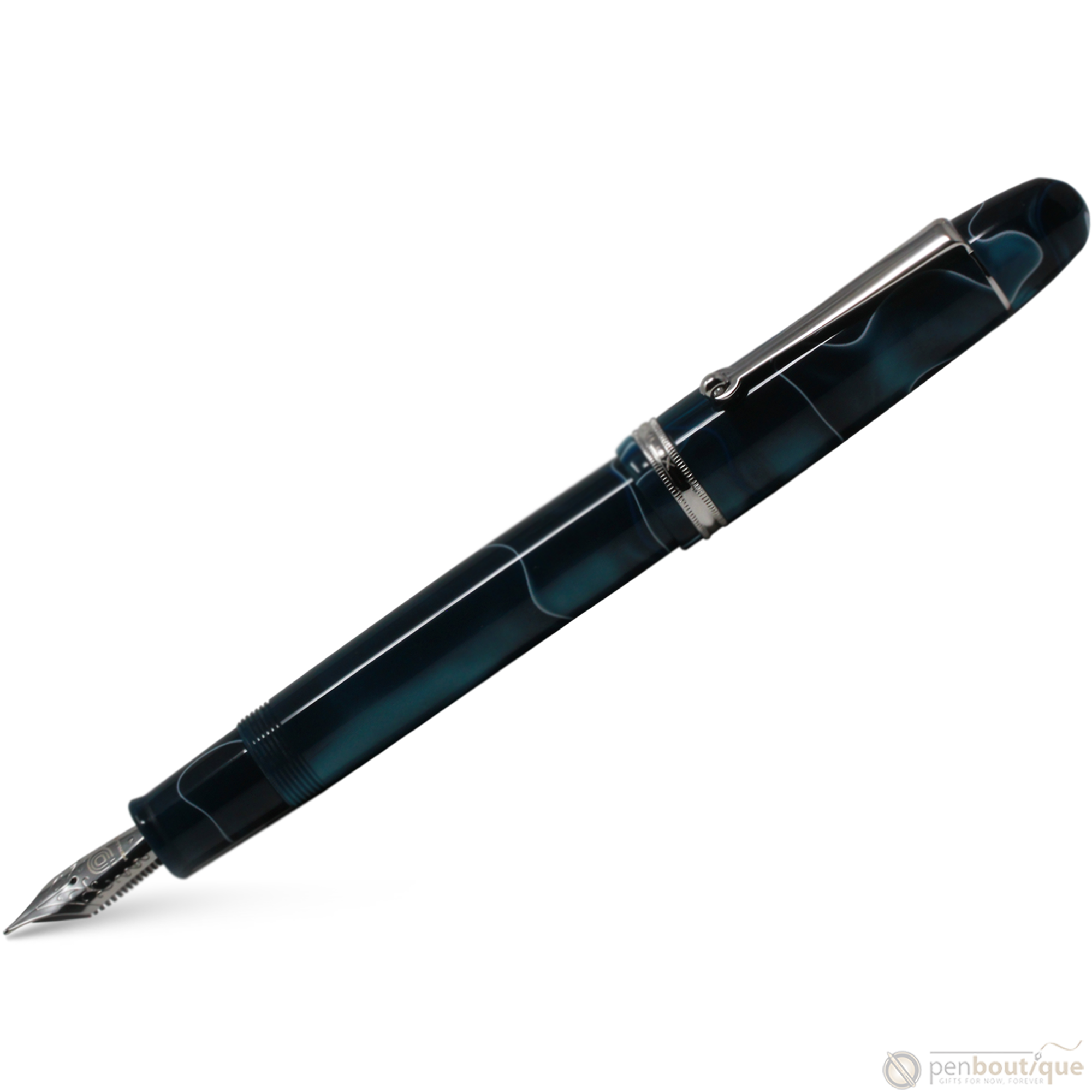 Penlux Masterpiece Grande Fountain Pen - Blue Swirl-Pen Boutique Ltd