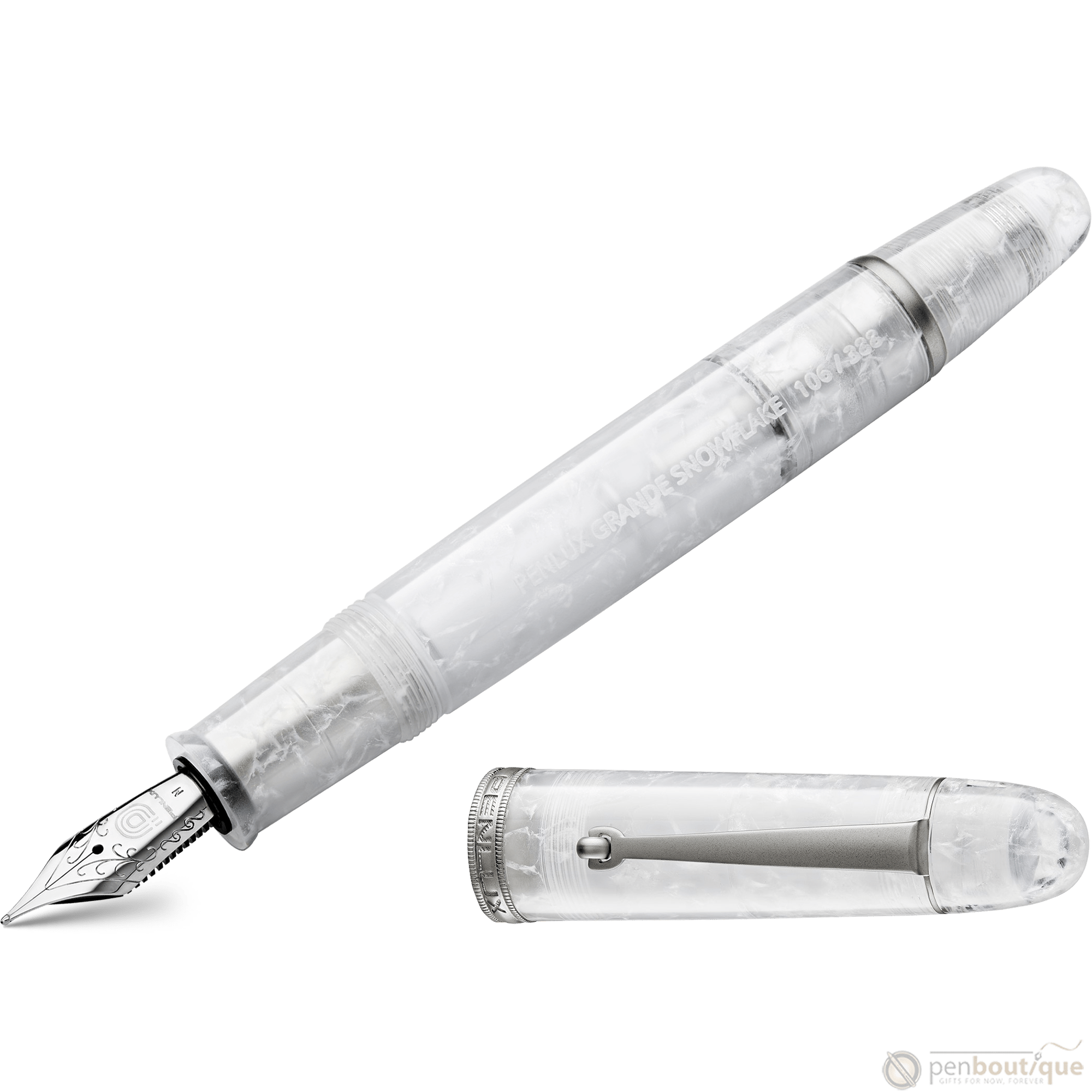 Penlux Masterpiece Grande Fountain Pen - Snowflake - Pen Boutique Ltd