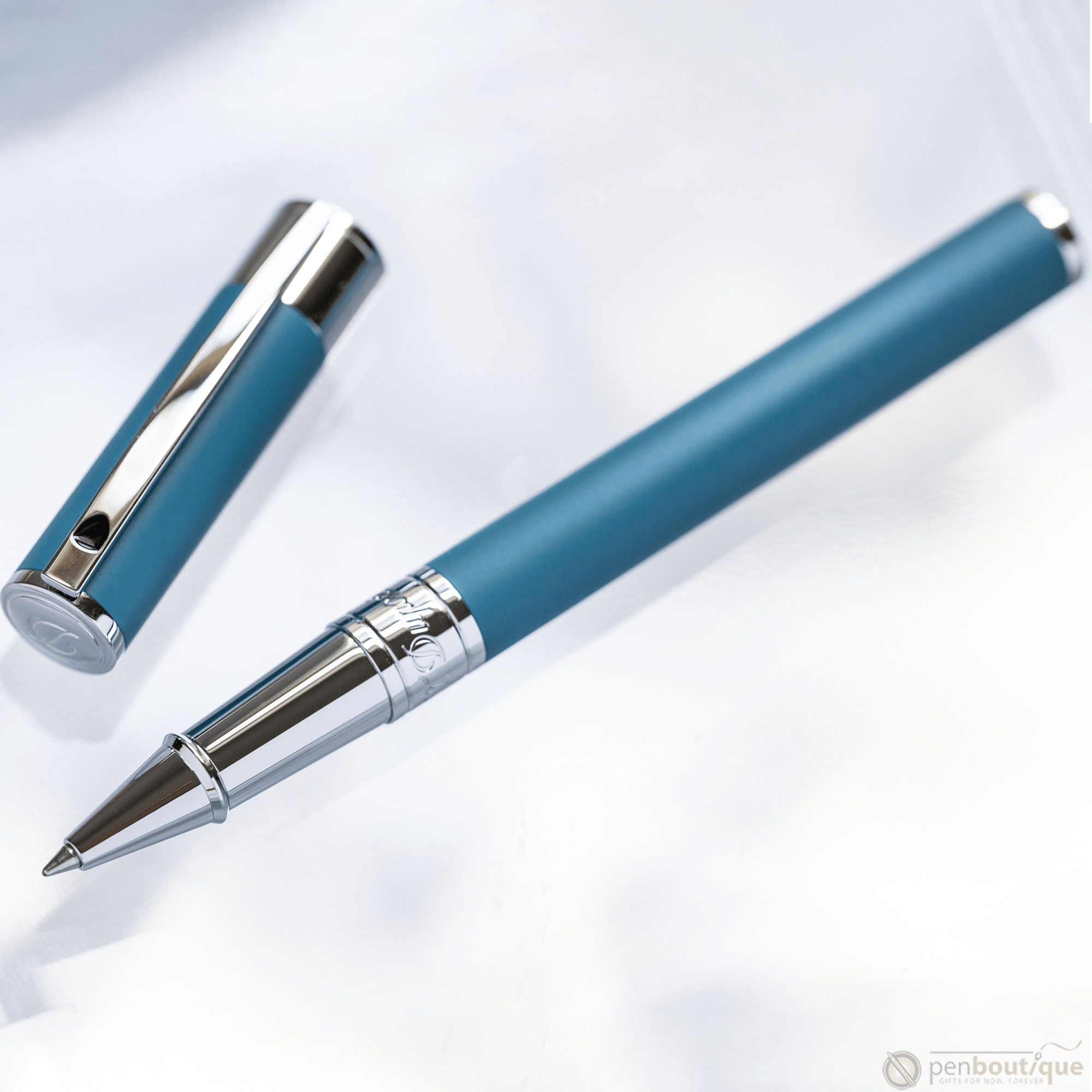 S T Dupont D - Initial Rollerball Pen - Shark Blue - Pen Boutique Ltd