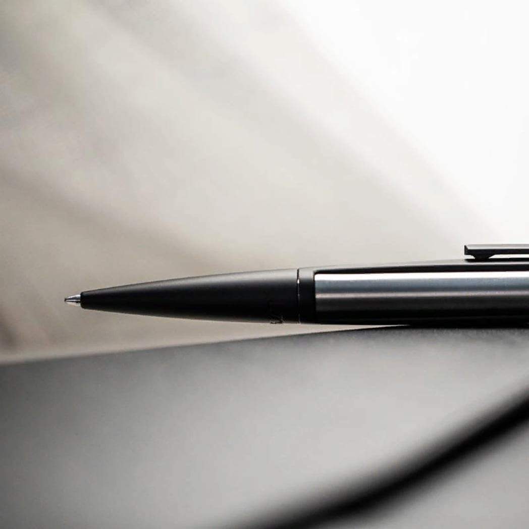 S T Dupont Defi Ballpoint Pen - Matte Black - Steel Trim - Pen Boutique Ltd