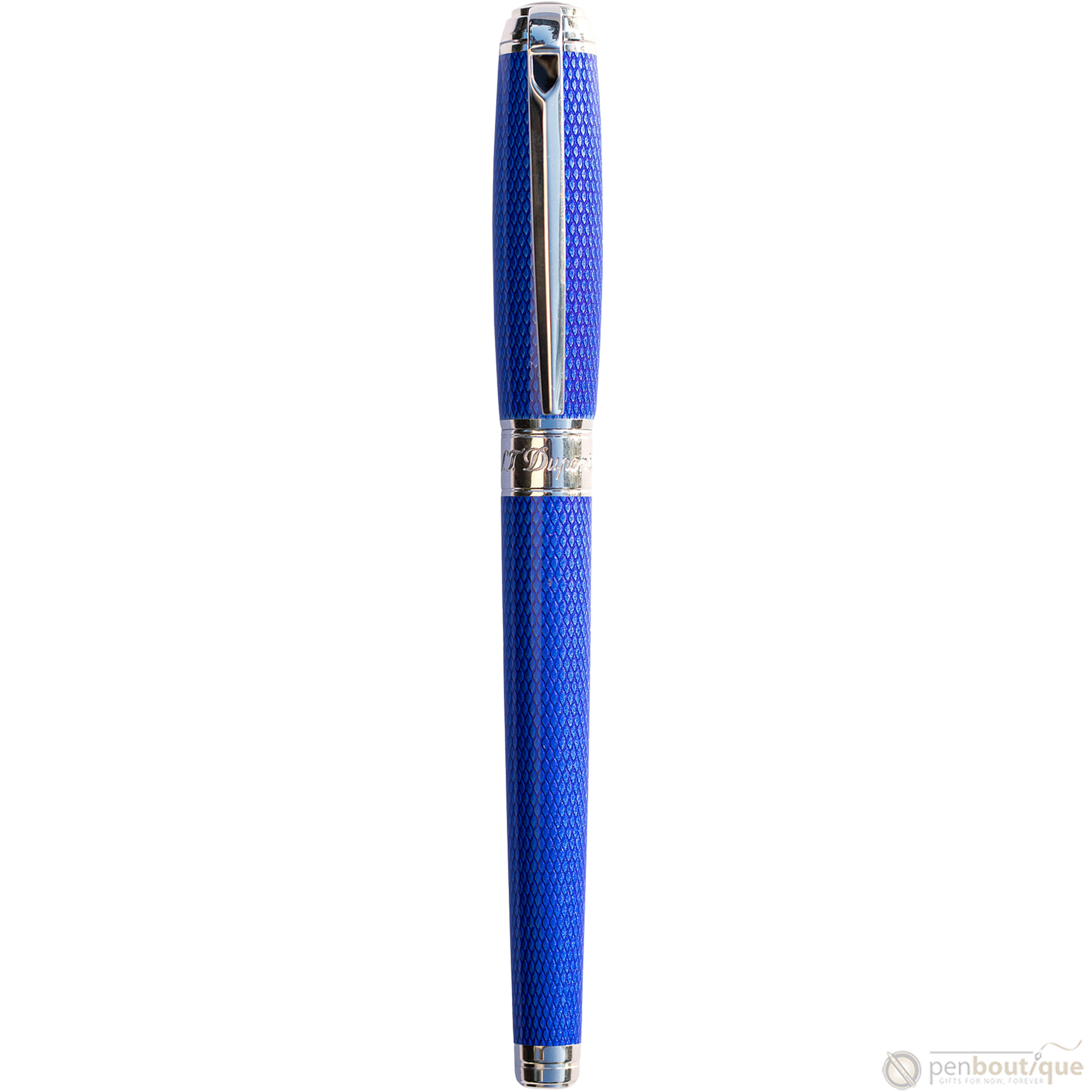 S T Dupont Line D Rollerball Pen - Diamond Guilloche - Sapphire - Large-Pen Boutique Ltd