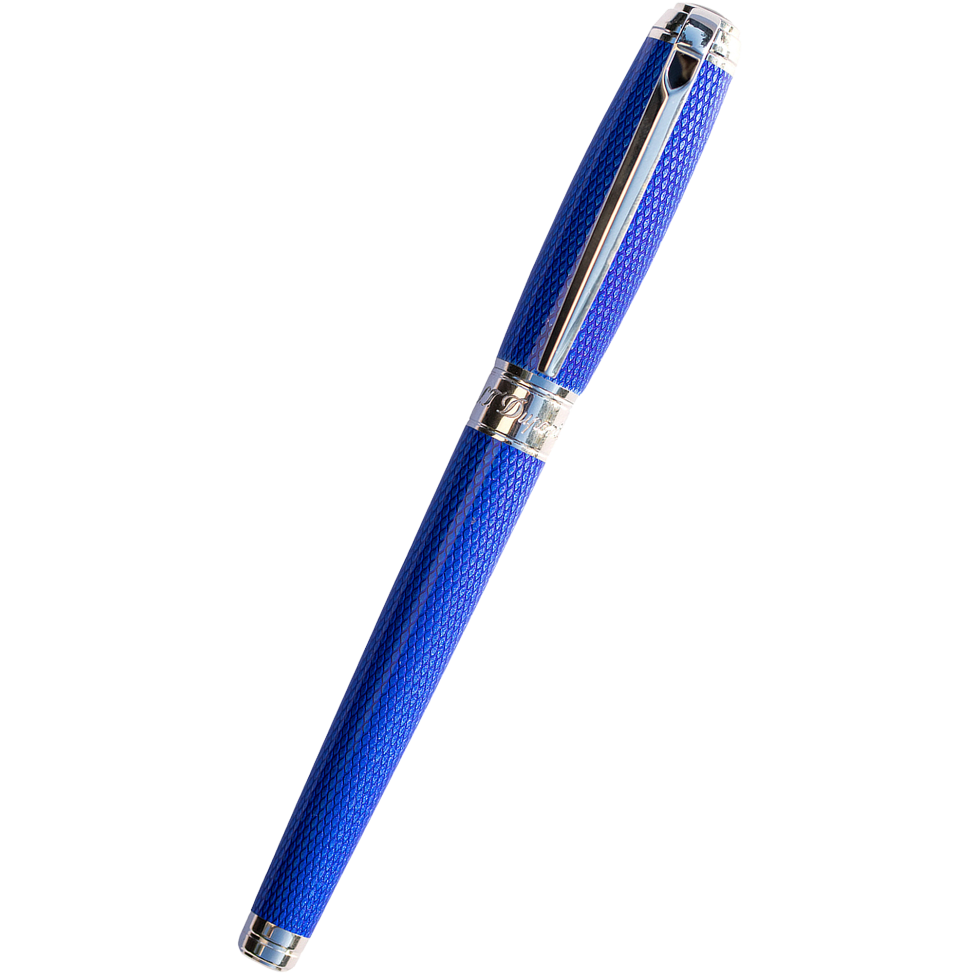 S T Dupont Line D Rollerball Pen - Diamond Guilloche - Sapphire - Large-Pen Boutique Ltd