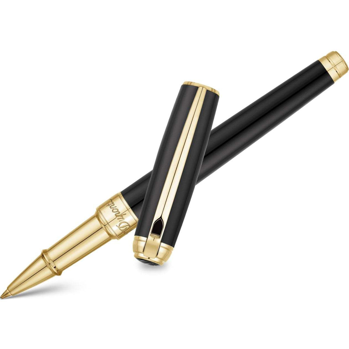 S T Dupont Line D Rollerball Pen - Gold - Black - Pen Boutique Ltd