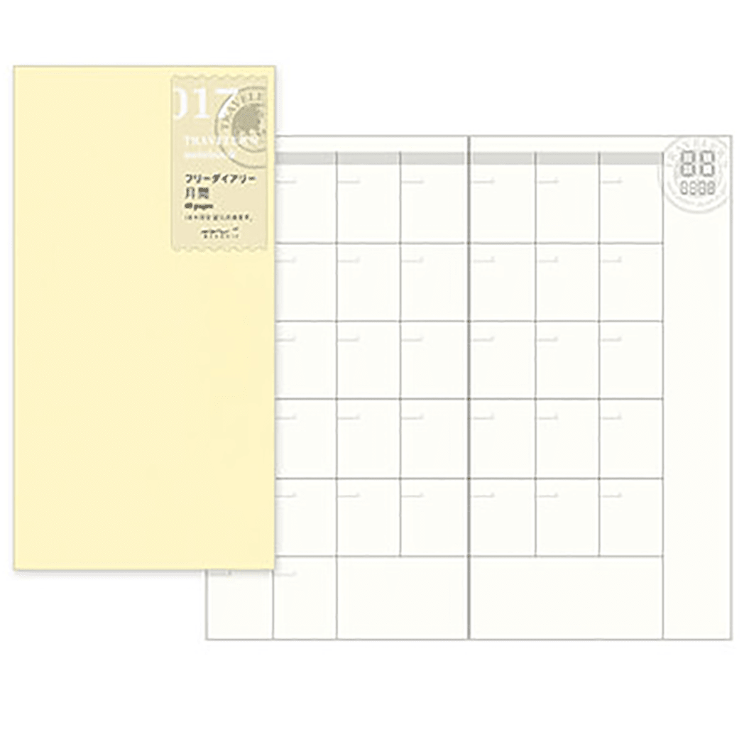 Traveler's Notebook 017 Refill - Regular Size - Free Diary Monthly - Pen Boutique Ltd